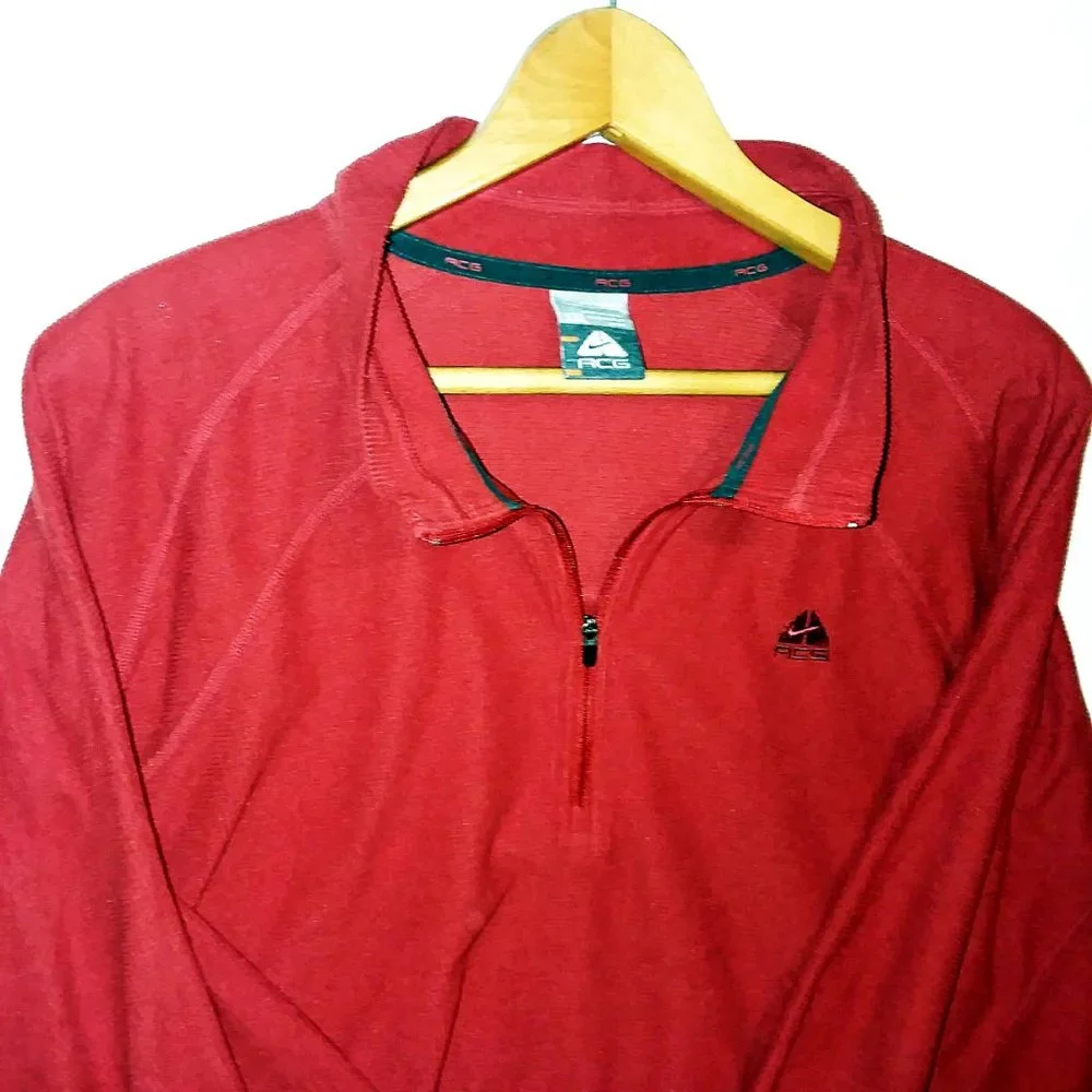 Nike ACG Thermal Waffle Knit 1/2 Zip Red Sz XXL